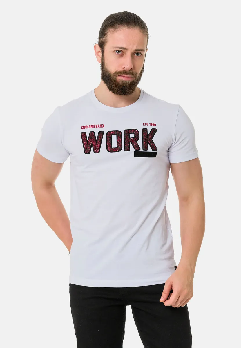 

Футболка Cipo & Baxx с классным принтом Work, белый