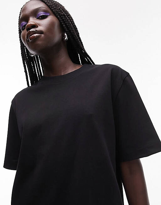 

Черная базовая футболка с короткими рукавами Topshop Premium, Черный