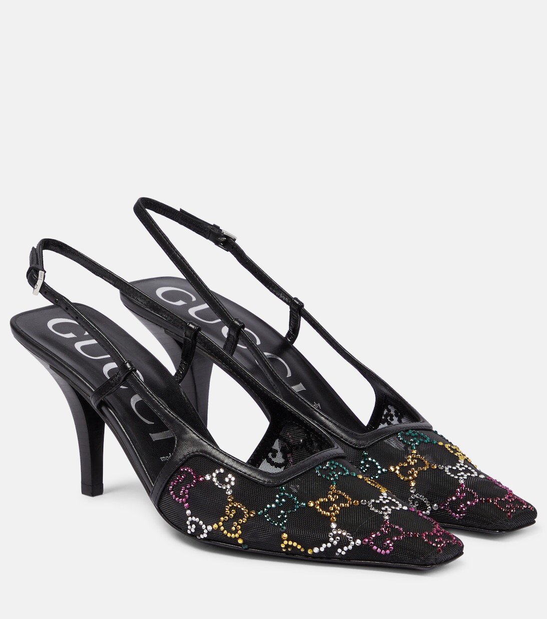 

Туфли-лодочки с ремешком на пятке и декором GG Gucci, черный