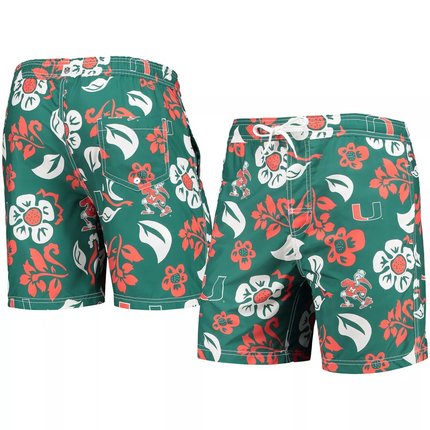 

Мужские плавки Wes & Willy Green Miami Hurricanes с цветочным логотипом Volley