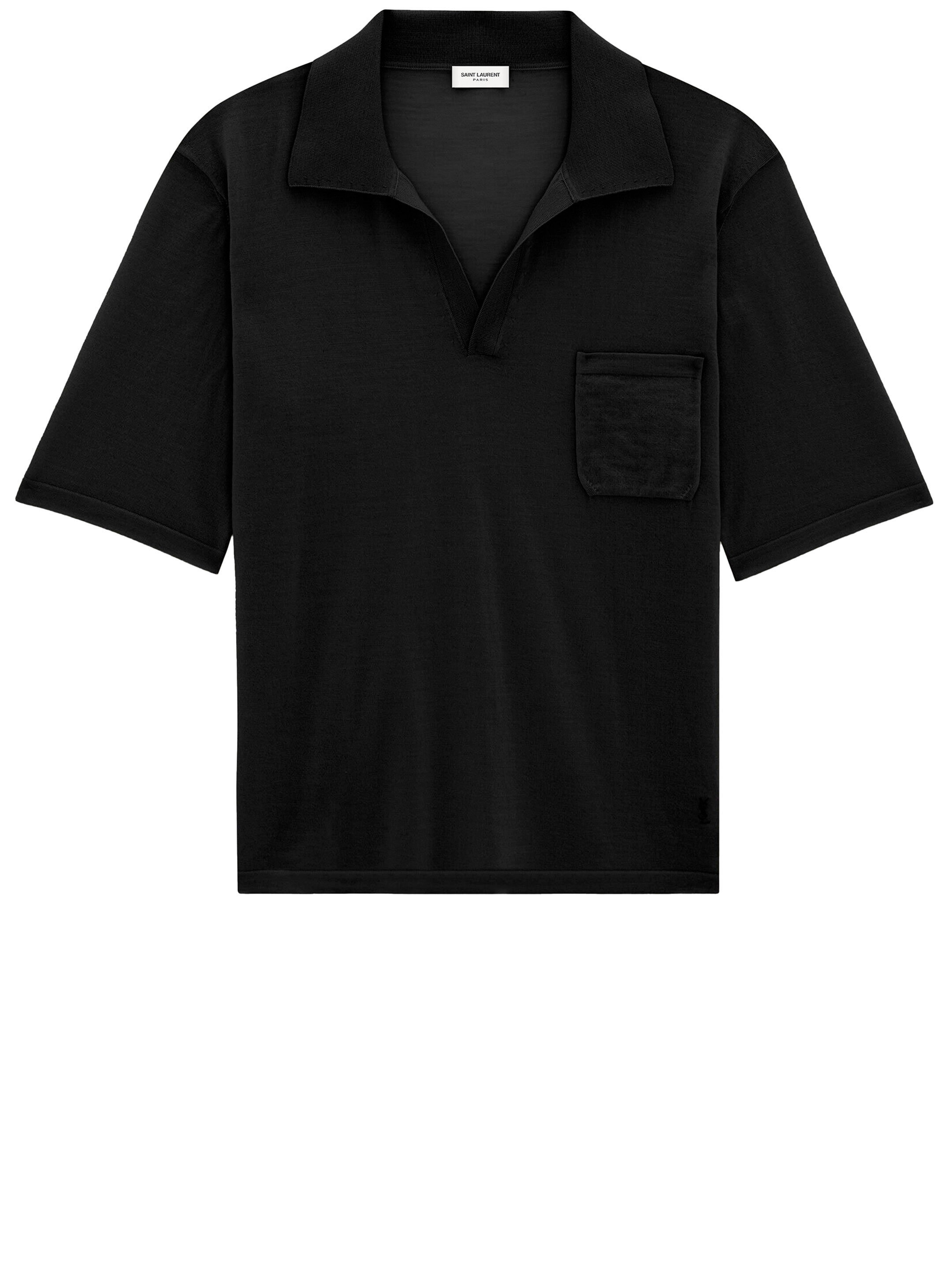 рубашка женская хлопковая с v образным вырезом и вышивкой Рубашка Saint Laurent Cassandre polo, черный