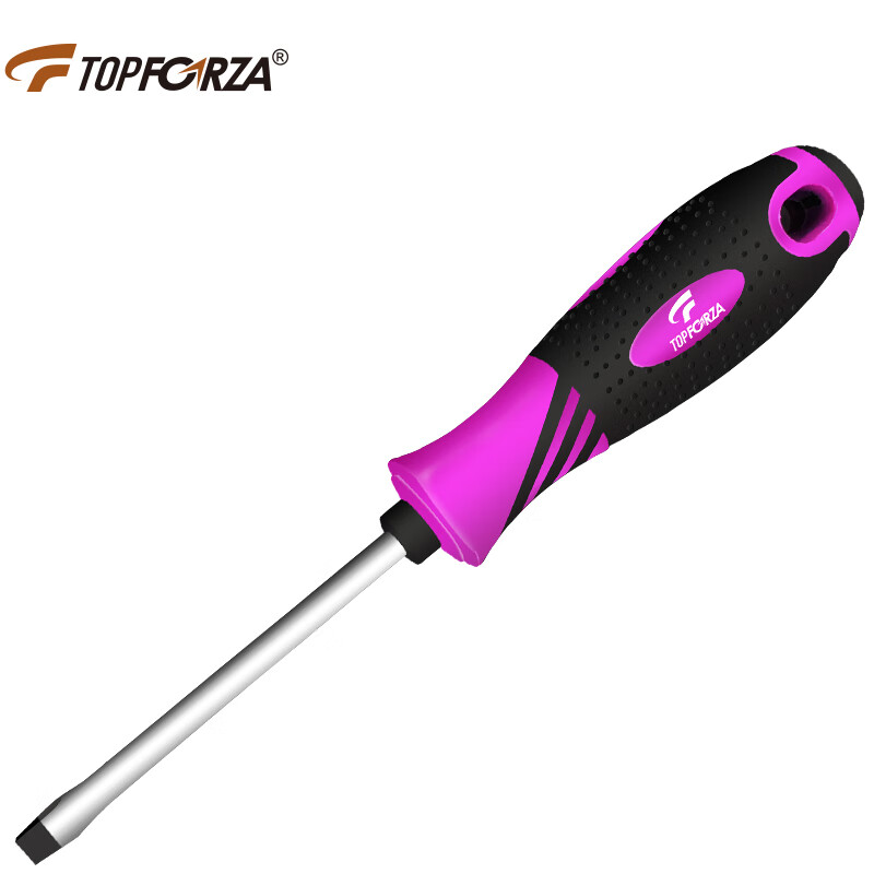 TOPFORZA 2SD-0675S5 Отвертка S2 из легированной стали фиолетового и черного цвета, двухцветная противоскользящая отвертка TPR с сильным магнитом - 5,0x75 мм, 3 дюйма