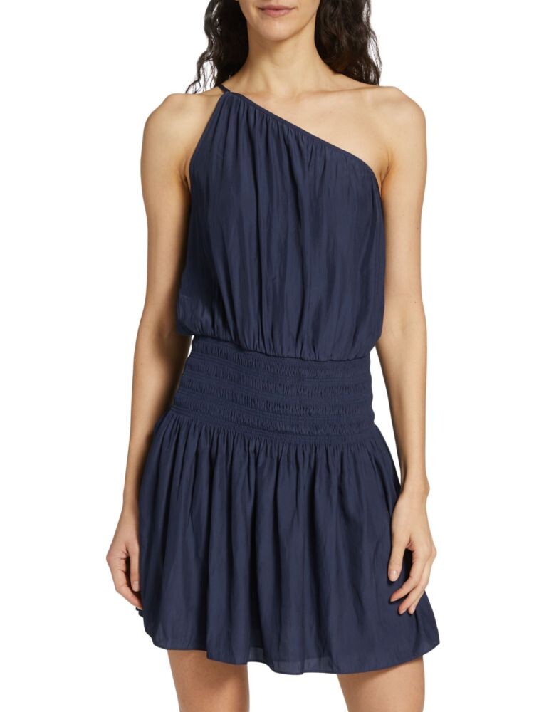

Мини-платье Leah на одно плечо со сборками Ramy Brook, цвет Spring Navy