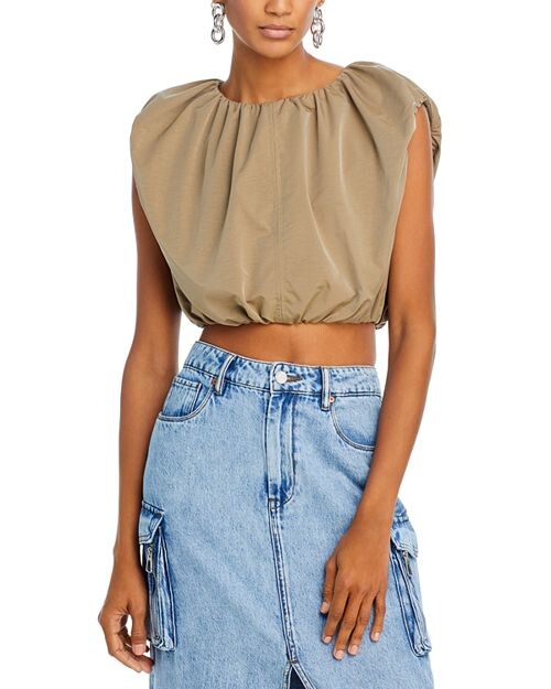 

Укороченный топ без рукавов с объемным вырезом GREY LAB, цвет Tan/Beige