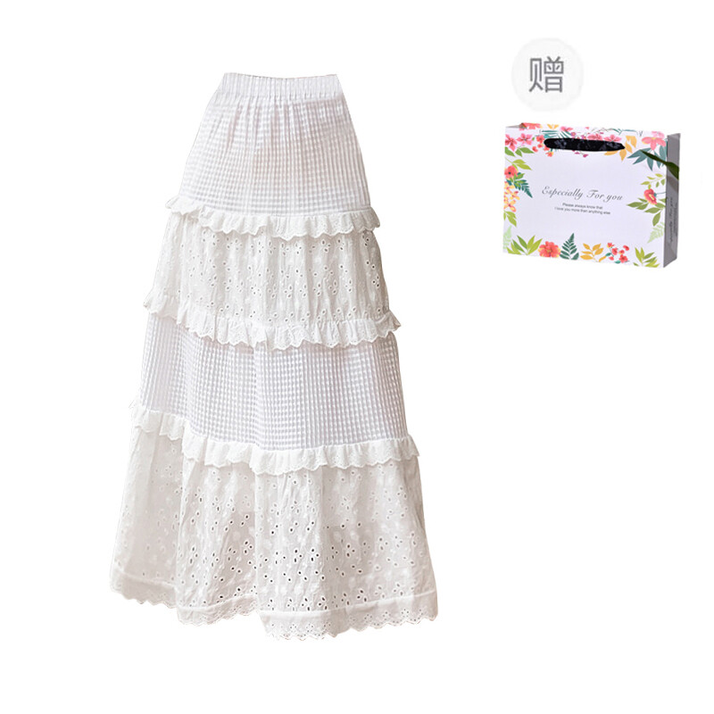 

Hao Zhilang Women Casual Long Skirt, Белый - Удлиненный