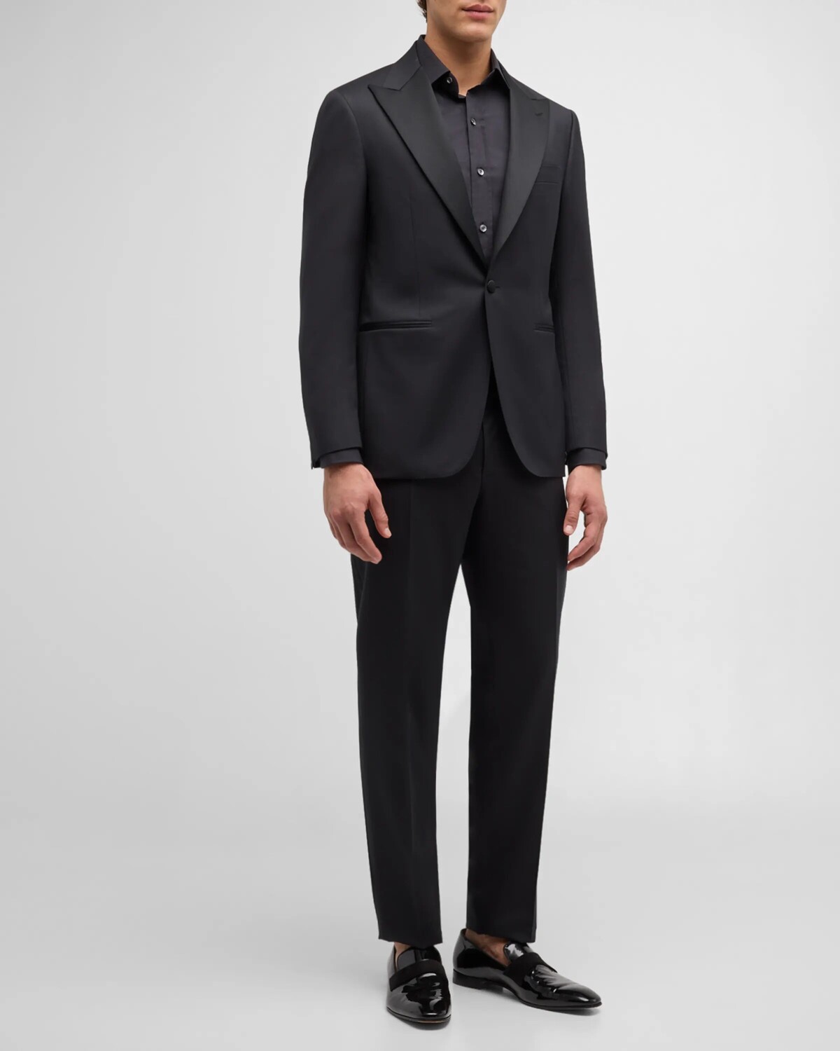

Мужской шерстяной смокинг ромбовидной ткани Canali, цвет Black