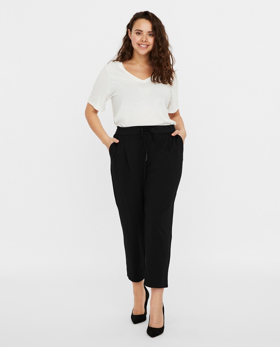 

Прямые женские брюки миди Vero Moda Curve, черный