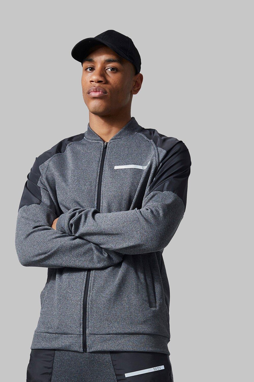 

Спортивная куртка man active marl с воротником-бомбером Boohoo, угольный