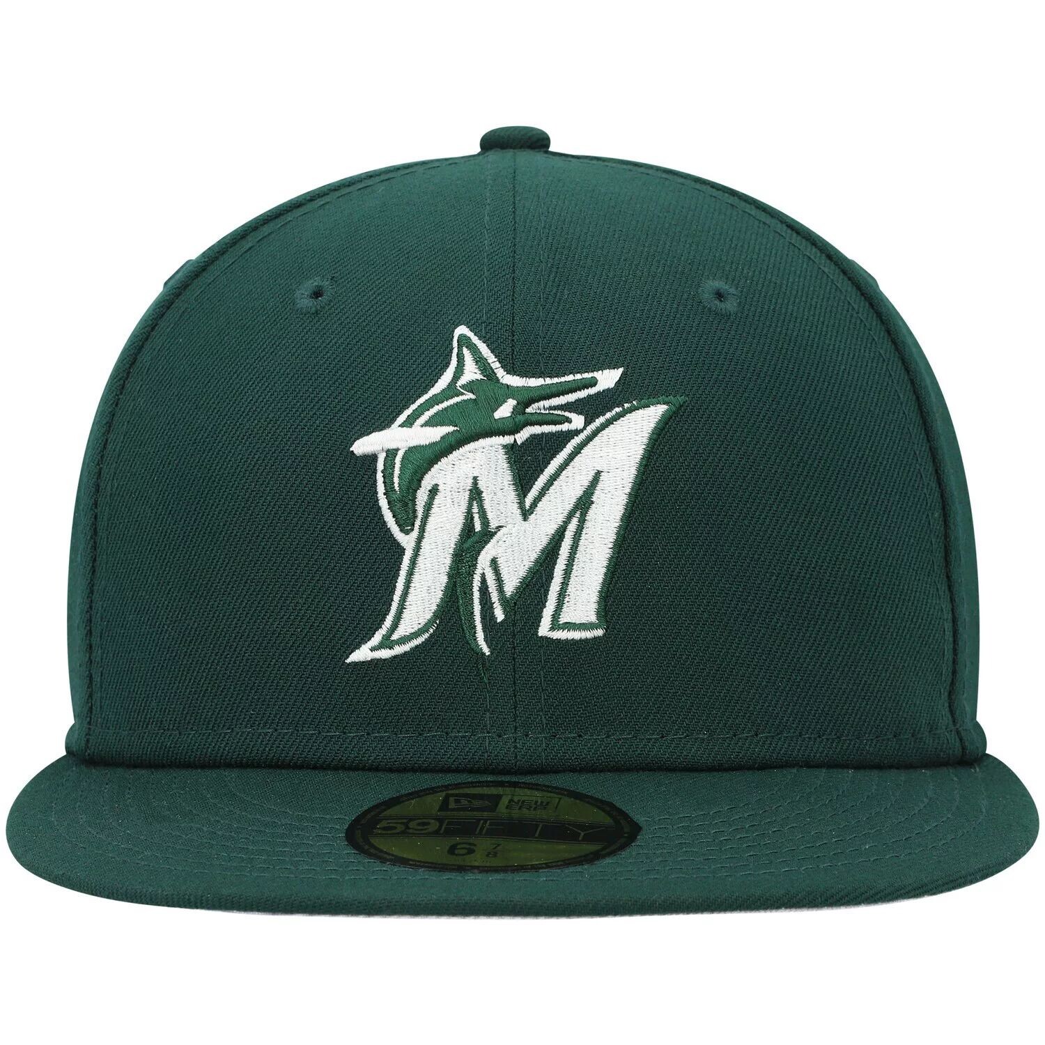 

Мужская кепка New Era Green Miami Marlins Logo Белая 59FIFTY приталенная шляпа