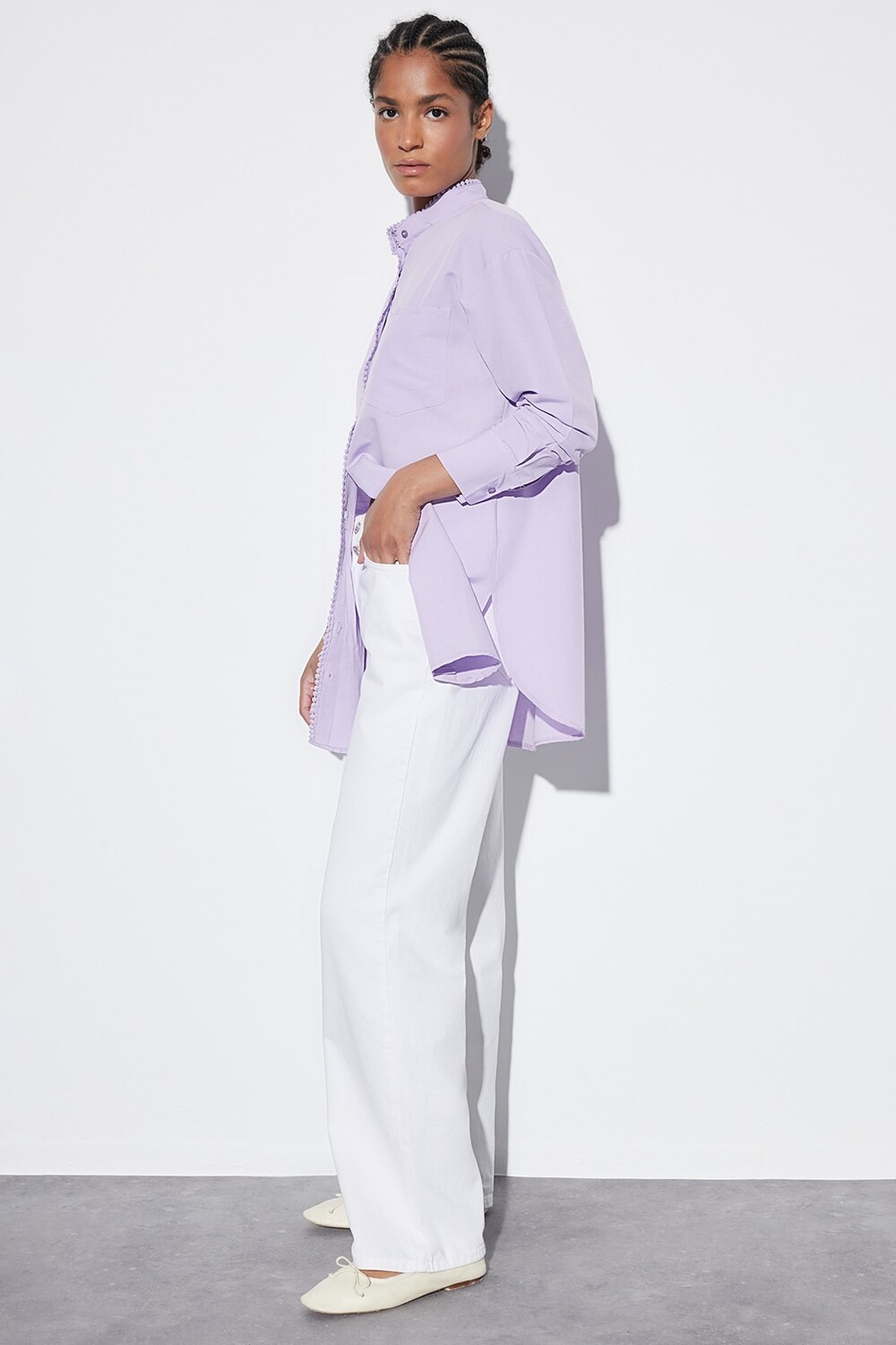 

Рубашка - Фиолетовый - Классический крой Trendyol Modest, фиолетовый