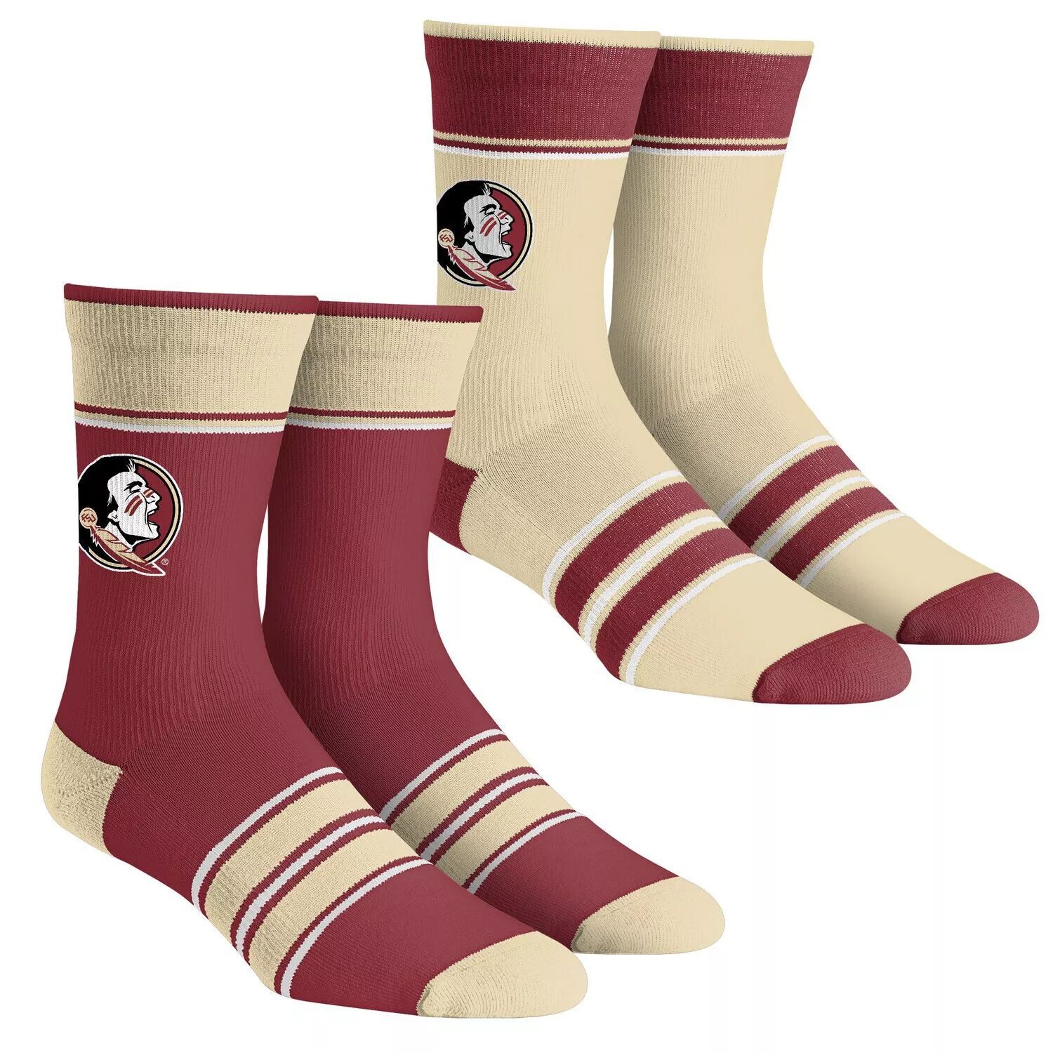 

Комплект из 2 носков в несколько полосок Youth Rock Em Socks Florida State Seminoles Team Crew Unbranded