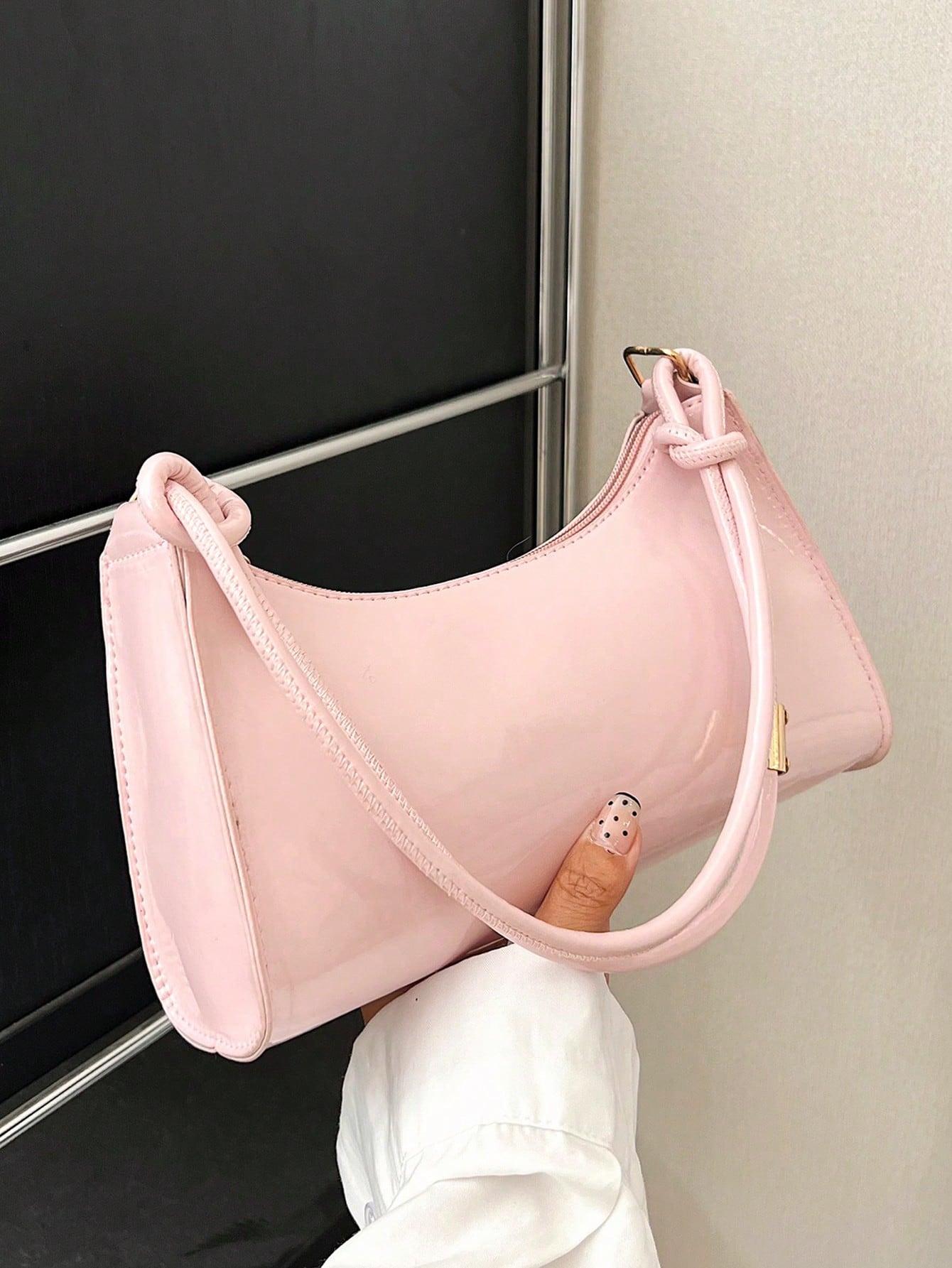 Однотонная минималистичная легкая роскошная сумка через плечо Hobo, розовый