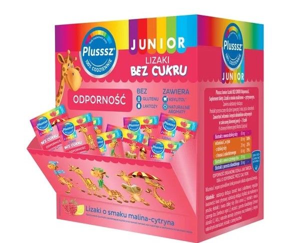 цена Витаминные леденцы для детей Plusssz Junior Lizaki Bez Cukru Odporność, 50 шт