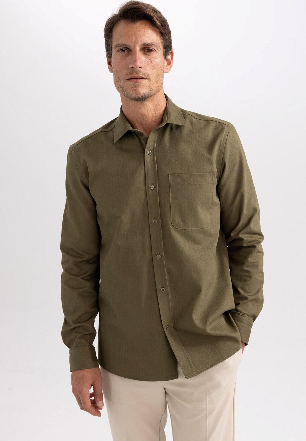 

Рубашка Regular Fit DeFacto, хаки