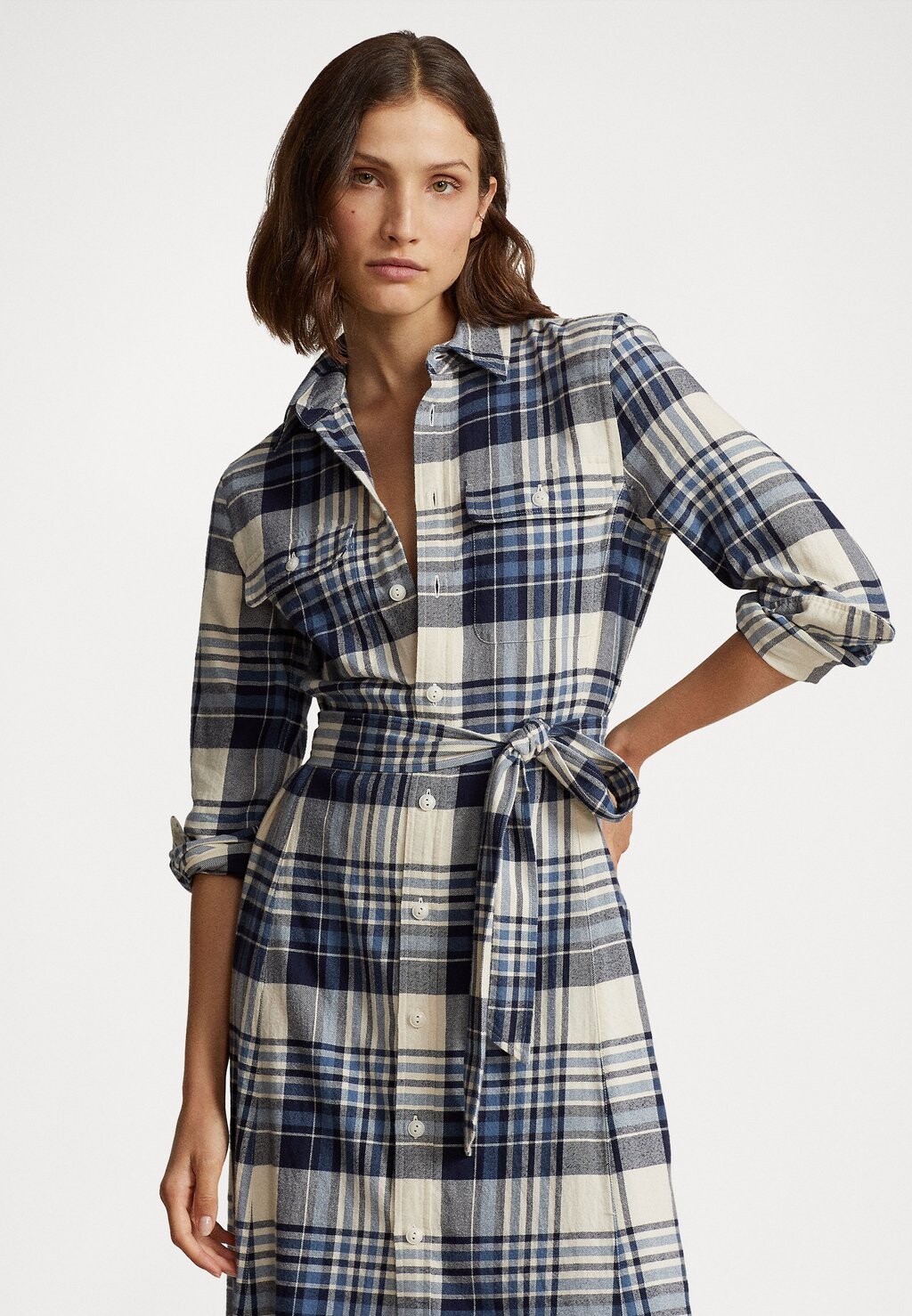 

Платье-рубашка Long Sleeve Day Dress Polo Ralph Lauren, цвет cream/navy/blue