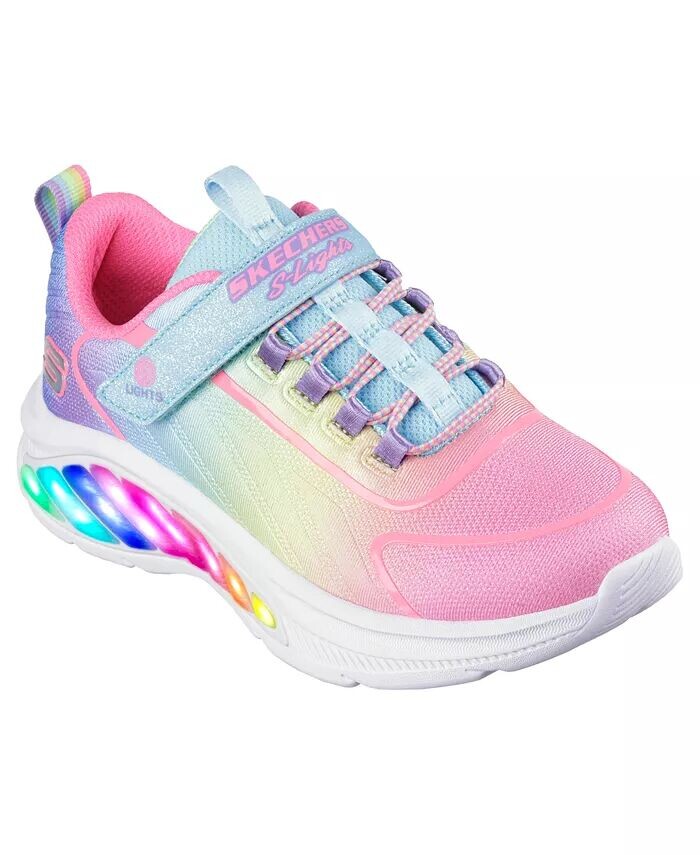 

Повседневные кроссовки Little Girls Rainbow Cruisers со светящимися ремешками от Finish Line Skechers, мультиколор
