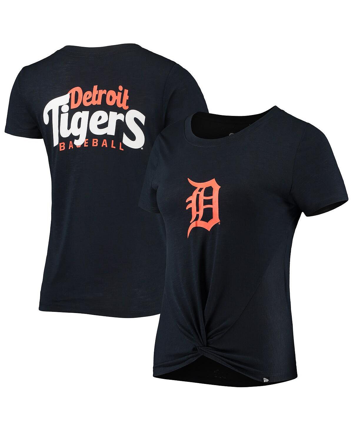 

Женская темно-синяя футболка Detroit Tigers 2-Hit Front Twist Burnout New Era, темно-синий