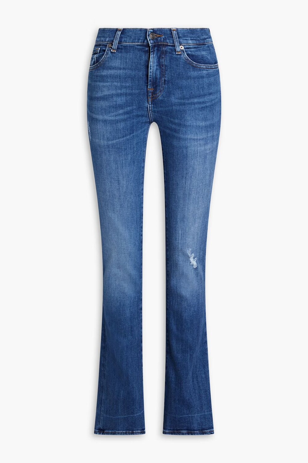 

Потертые джинсы Bootcut со средней посадкой 7 For All Mankind, средний деним