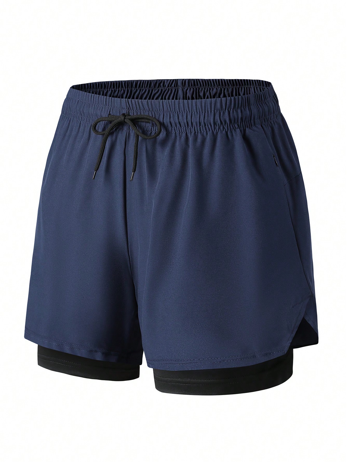 Эластичные, быстросохнущие мужские спортивные шорты со встроенными трусами, темно-синий