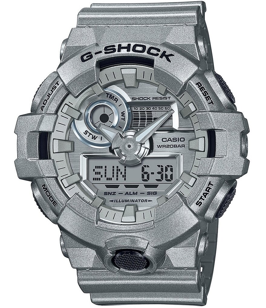 

Мужские часы G-Shock Ana-Digi с серебряным ремешком из смолы, серебро