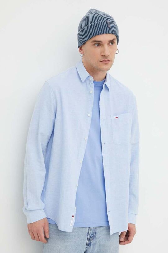 

Рубашка из смесового льна Tommy Jeans, синий