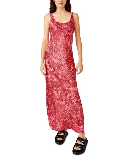 

Платье-комбинация с косым вырезом Worth the Wait Free People, цвет Red