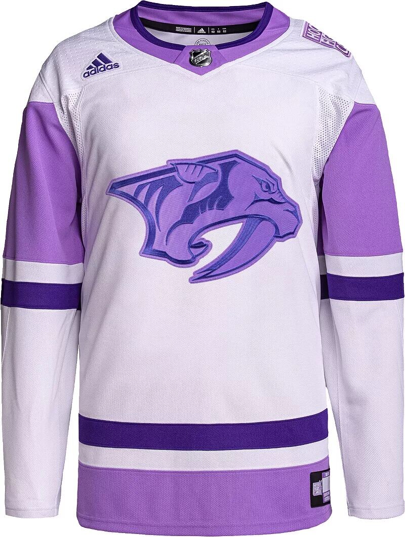 

Adidas Nashville Predators Hockey Fights Cancer ADIZERO Аутентичный джерси