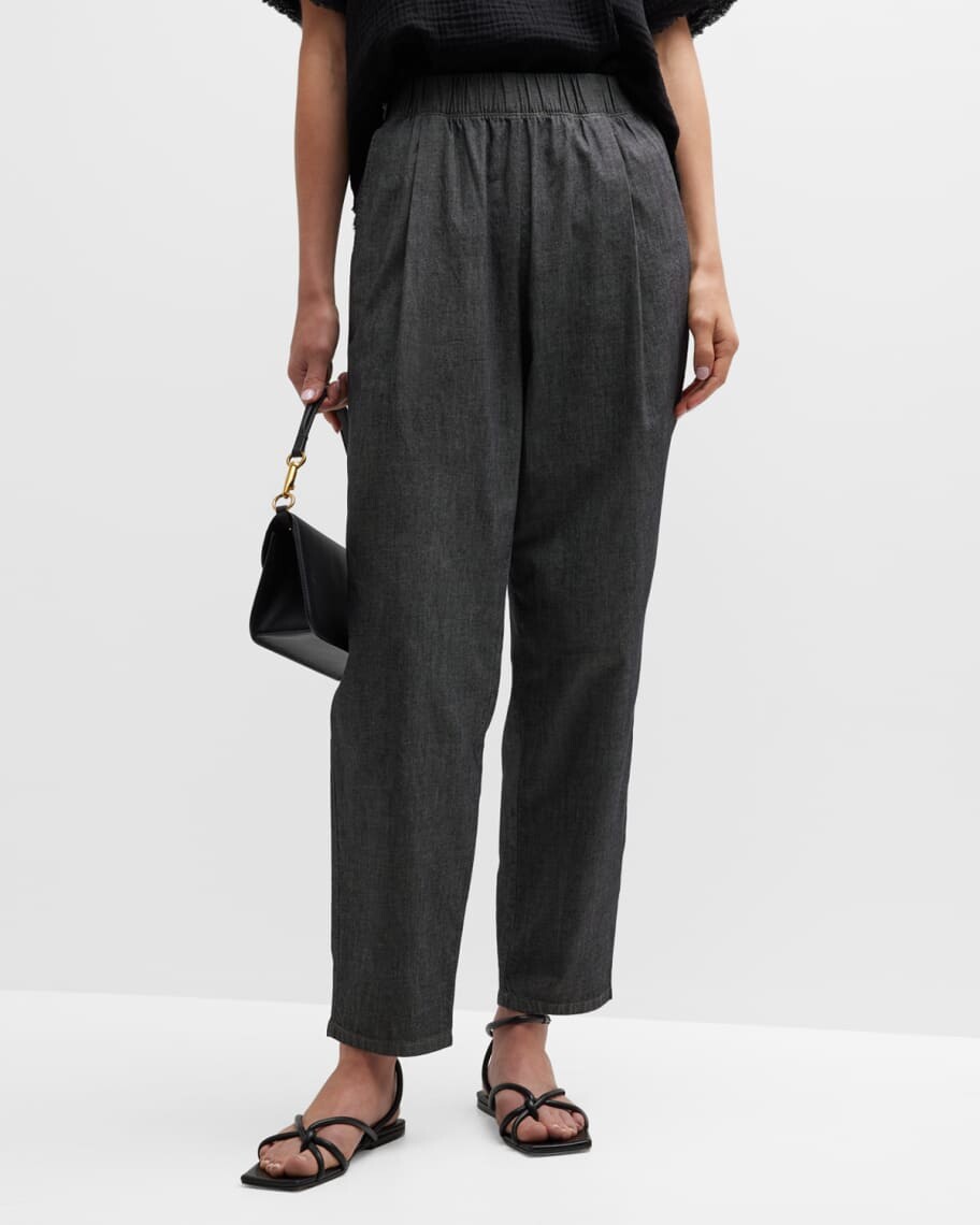 

Брюки Petite из саржи из органического хлопка со складками Eileen Fisher