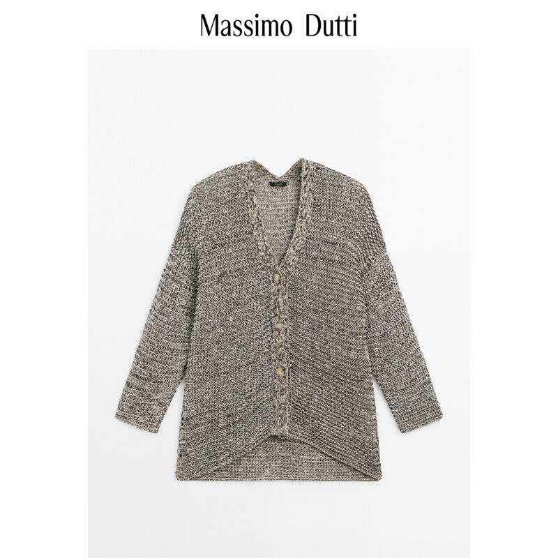 

Свитер женская Massimo Dutti 2024 с V-образным вырезом, коричневый