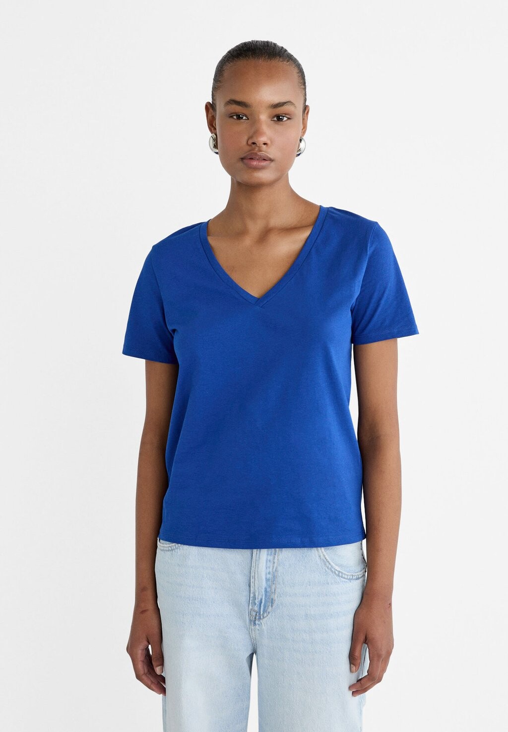 

Футболка базовая MIT V AUSSCHNIT Stradivarius, цвет blue