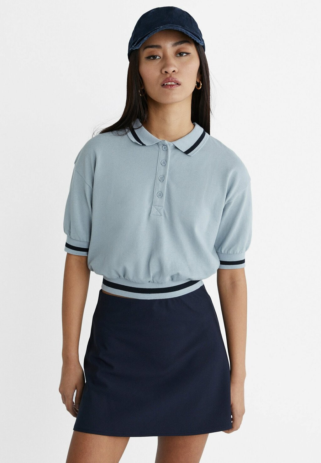 

Рубашка-поло CONTRAST SHORT SLEEVE Stradivarius, цвет blue