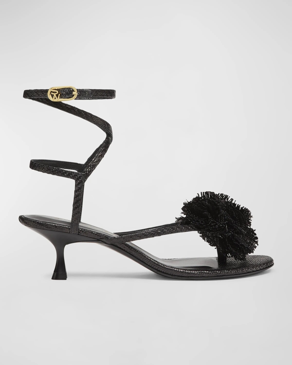 

Сандалии Belize с ремешками на щиколотке и цветочным принтом Stuart Weitzman, цвет Black