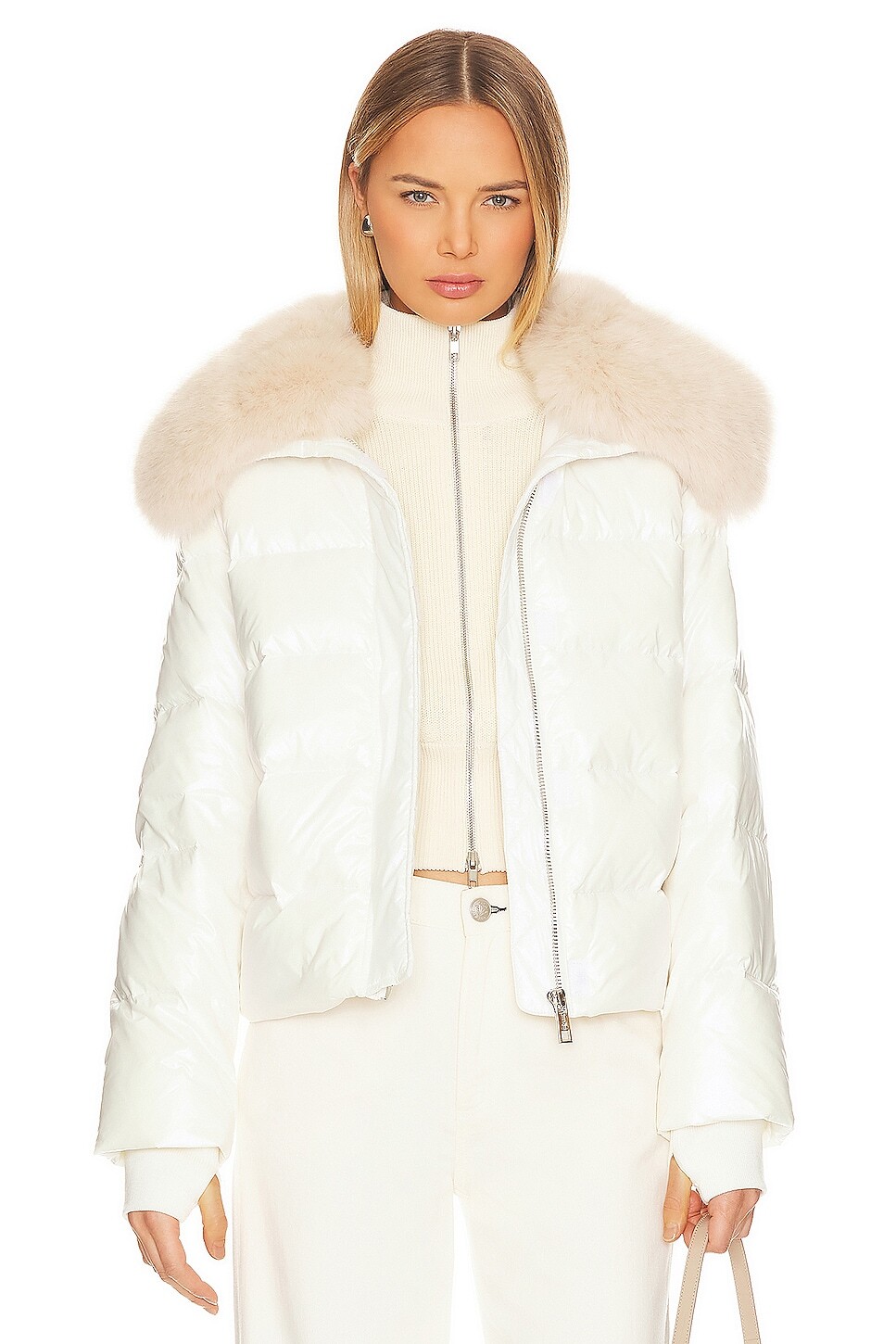 

Куртка jocelyn Nylon Puffer With Faux Collar, слоновая кость, Бежевый