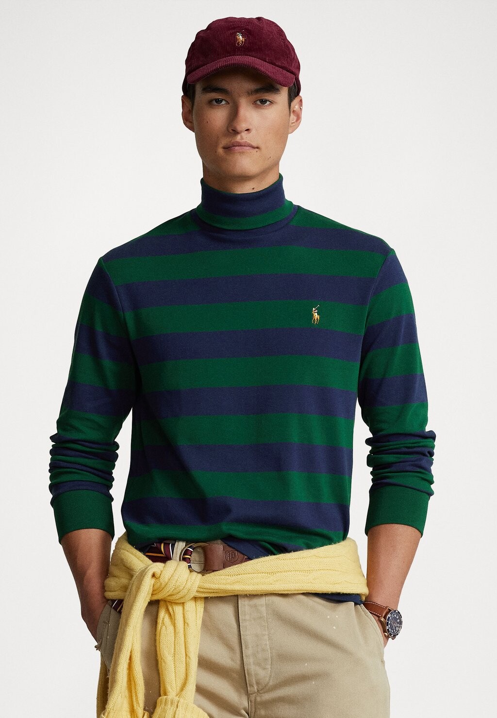 

Футболка с длинным рукавом LONG SLEEVE Polo Ralph Lauren, зеленый охотничьего клуба/темно-синий Ньюпорт