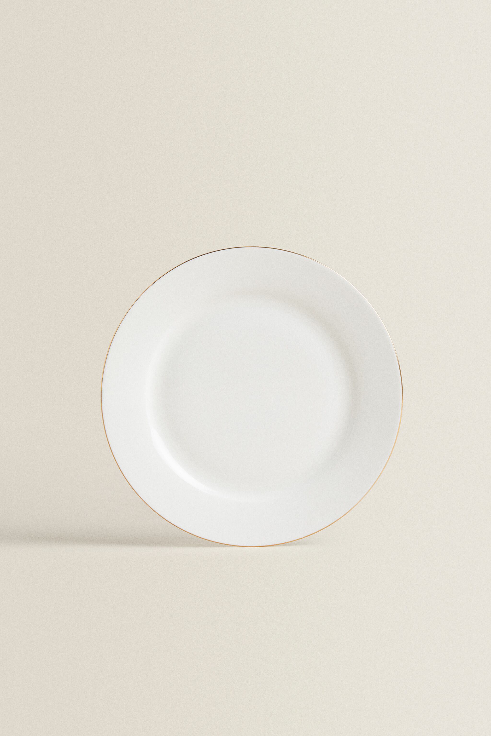 Десертная тарелка из косяного фарфора Zara, золото стеклянная подарочная тарелка с высоким дизайном zara золото