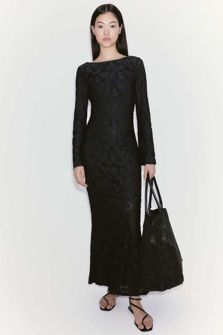 цена Жаккардовое платье с юбкой-русалкой H&M, черный