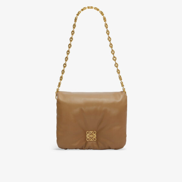 

Кожаная сумка на плечо puffer goya с мягкой подкладкой Loewe, цвет oak