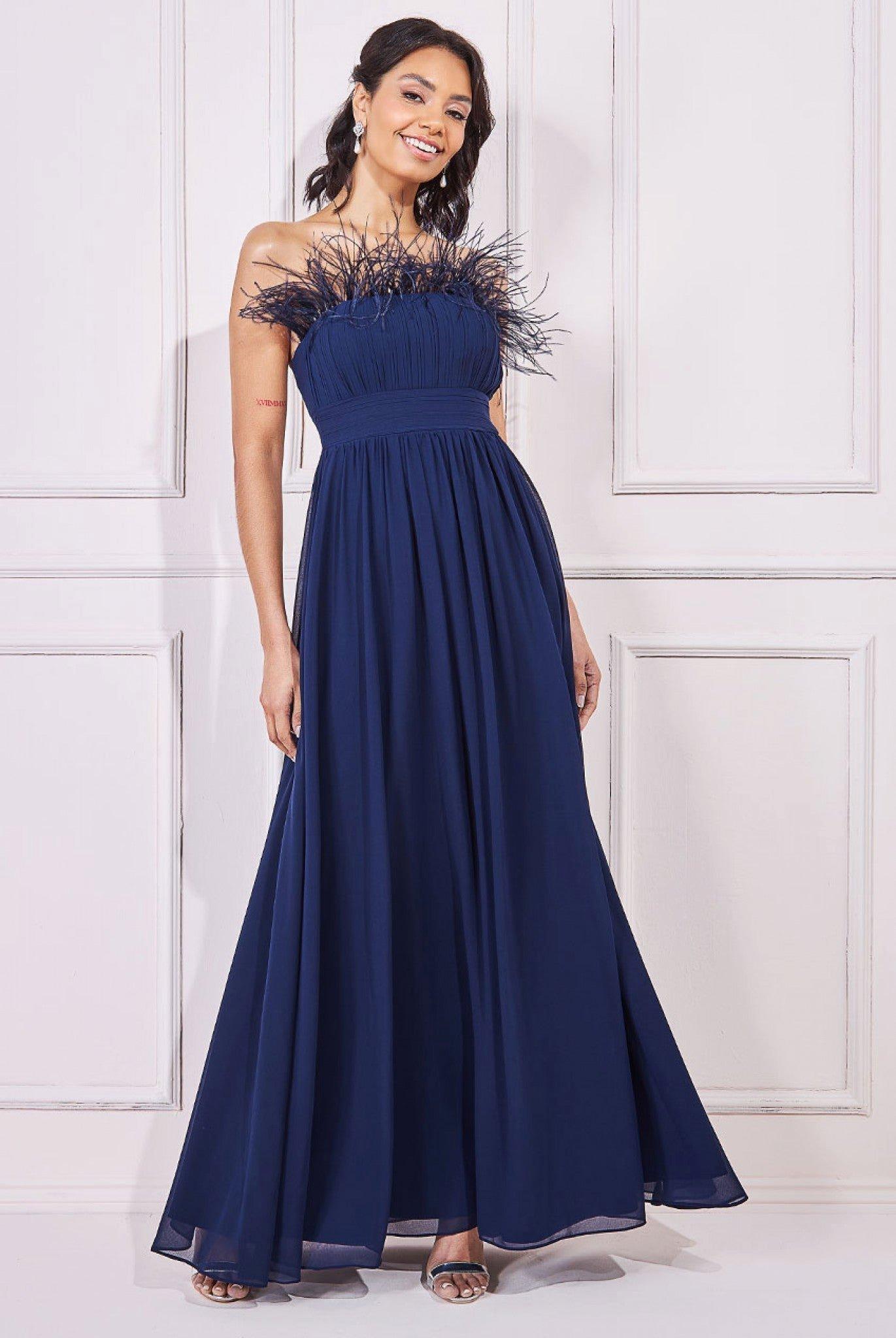 Атласное платье макси бандо с разрезом спереди Goddiva, темно-синий женское атласное платье до середины икры трапециевидное платье в стиле бохо для выпускного вечера пляжное платье невесты 2022