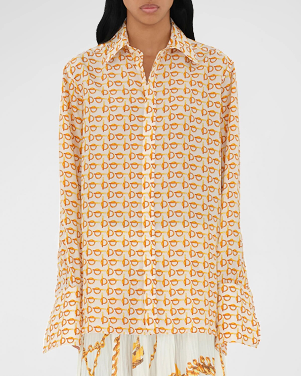 

Шелковый топ на пуговицах с принтом Toggle Burberry, цвет Goldwhite