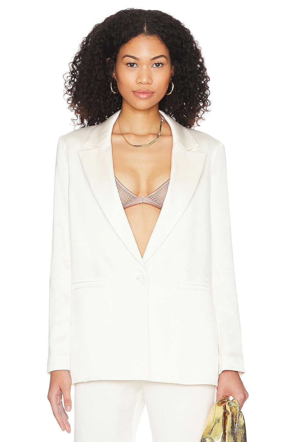

Блейзер Alice + Olivia Denny Notch Collar Boyfriend, экрю