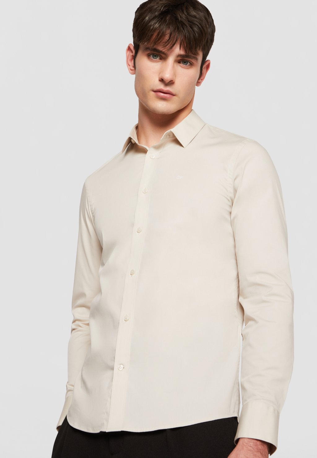 Классическая рубашка Stretch Slim Shirt Calvin Klein, цвет stony beige