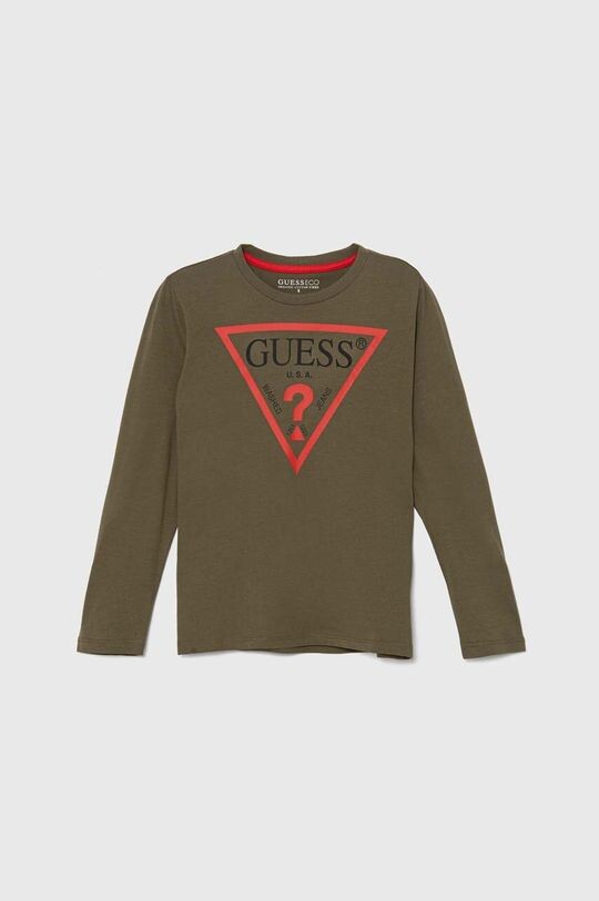 

Детская хлопковая рубашка с длинным рукавом Guess, зеленый
