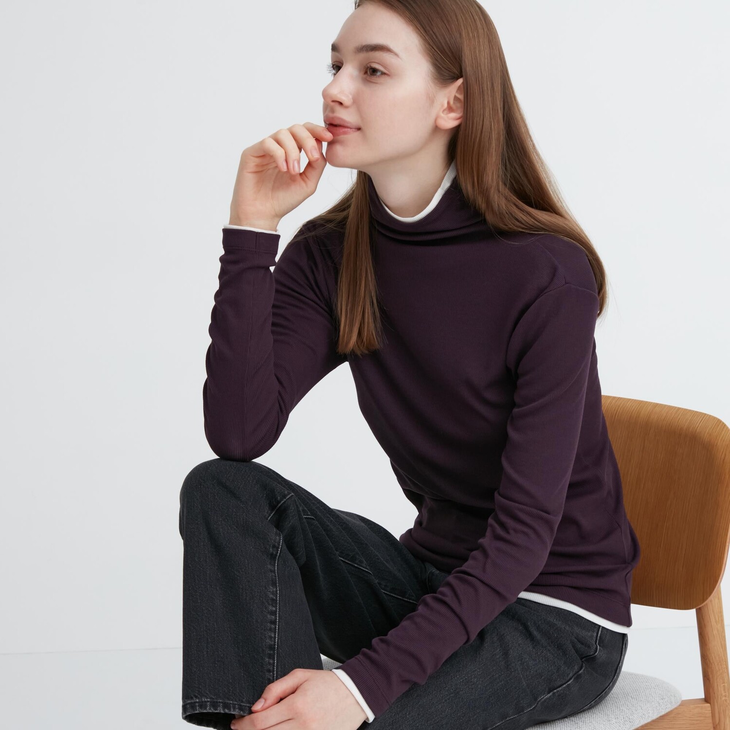 

Водолазка из прозрачного джерси Uniqlo, бордовый, Красный