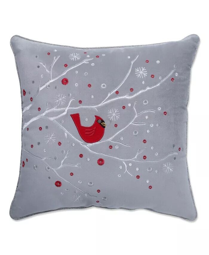 

Бархатная рождественская декоративная подушка, 17 x 17 дюймов Pillow Perfect, серый