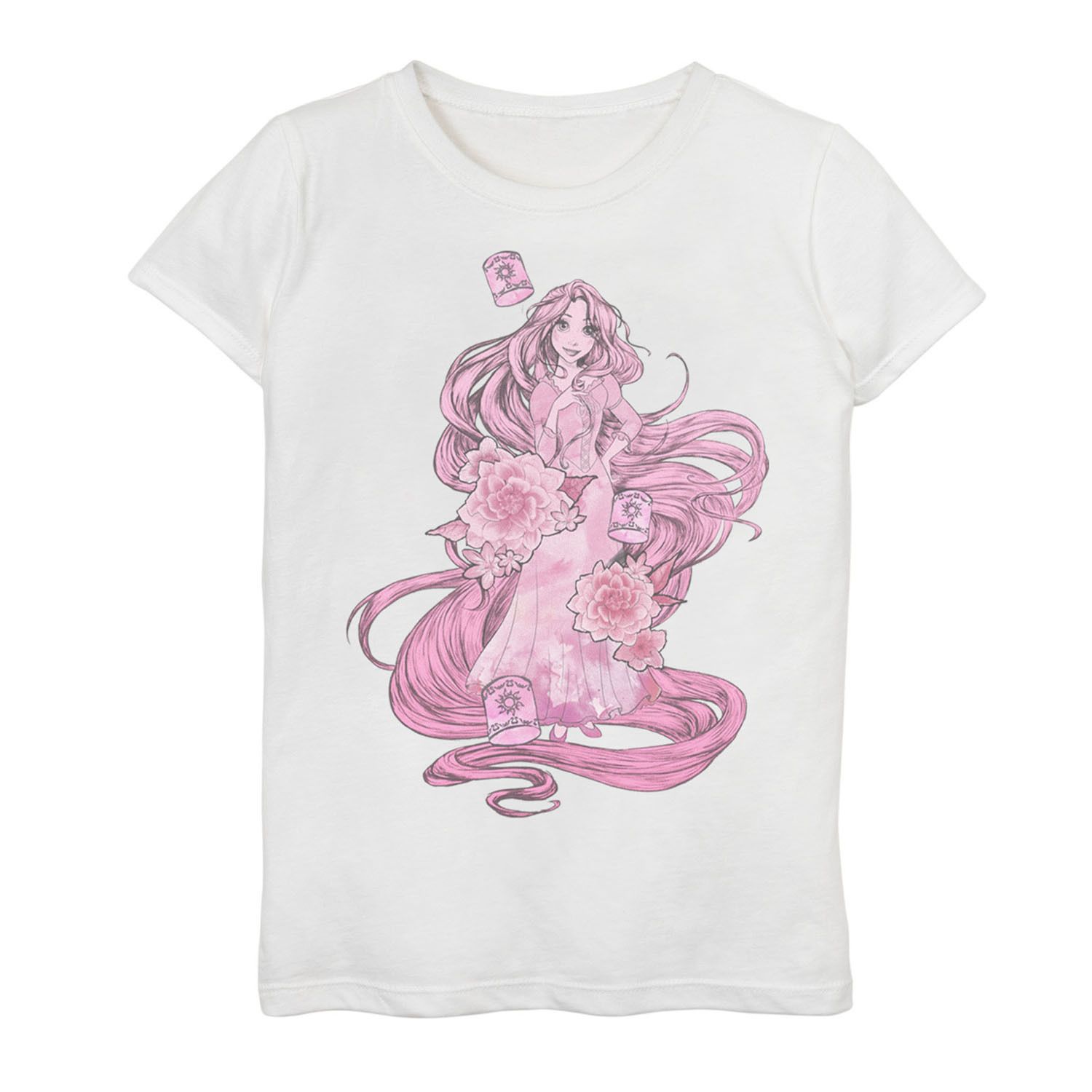 Розовая футболка Disney's Tangled с портретным рисунком для девочек 7–16 лет Disney