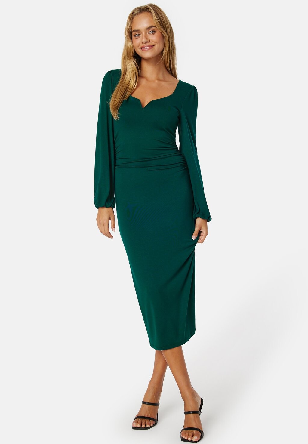 Платье-футляр Rudina Puff Sleeve Midi Bubbleroom, цвет dark green