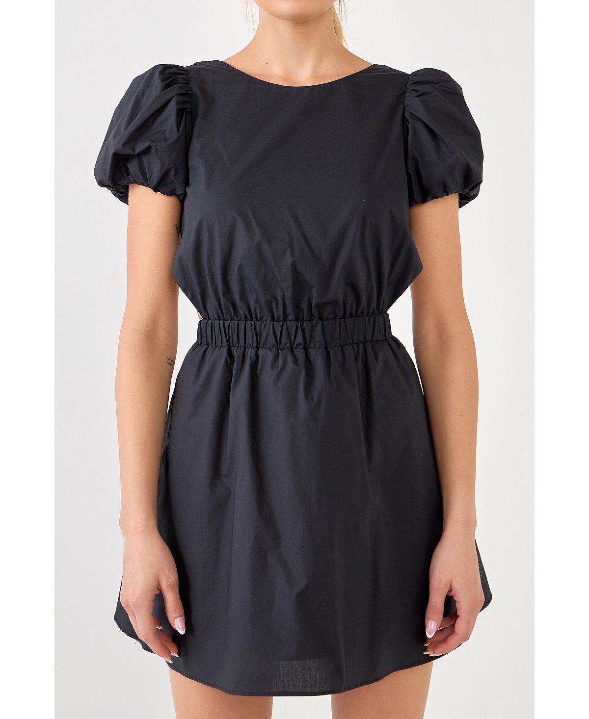 Женское мини-платье из поплина с вырезами English Factory, черный