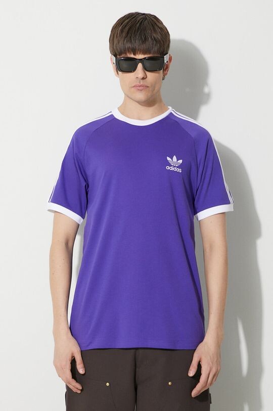 

Хлопковая футболка с 3 полосками adidas Originals, фиолетовый