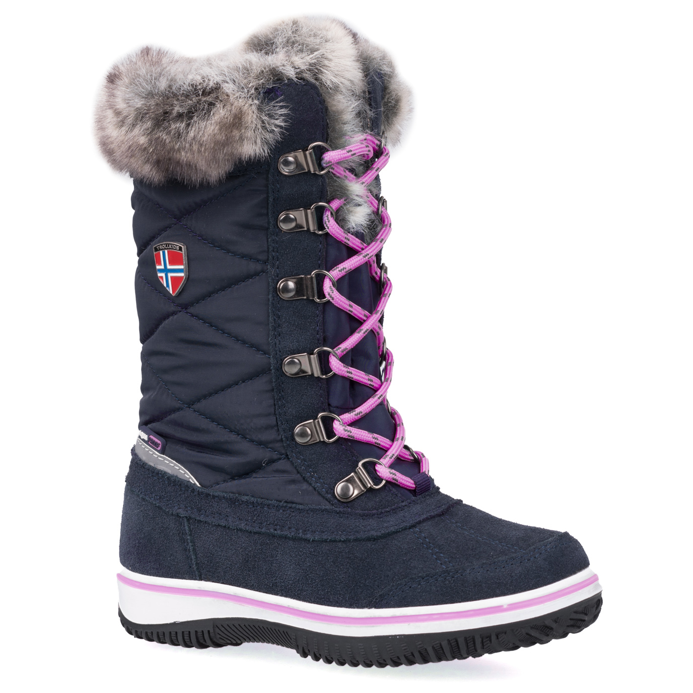 цена Зимние ботинки Trollkids Girl's Holmenkollen Snow Boots, цвет Navy/Magenta