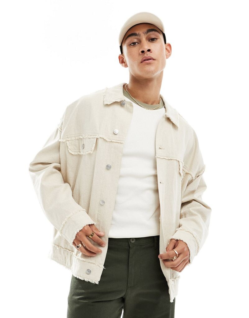 ASOS DESIGN – бежевая ковбойская куртка оверсайз с рельефными швами